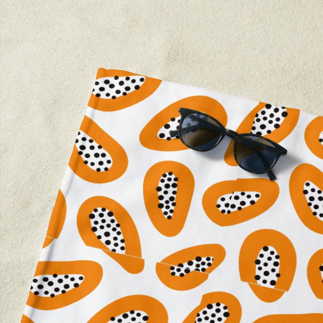  Monogram Elegant Papaya Pattern  Beach Towel (In Situ)