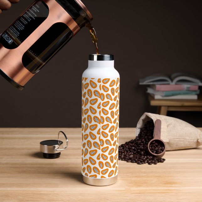  Monogram Elegant Papaya Pattern  Water Bottle (Coffee)