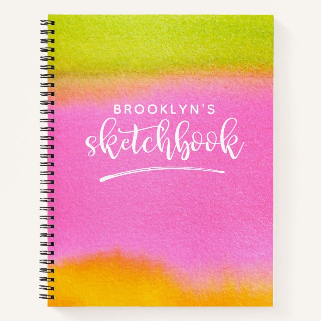 Monogram Elegant Pink Artist Sketchbook Notebook (Front)