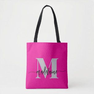 Monogram Elegant Pink Black  Tote Bag