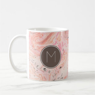 Monogram Elegant Pink Marble Coffee Mug
