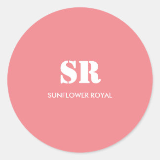 Monogram Elegant Pink Minimal  Classic Round Sticker