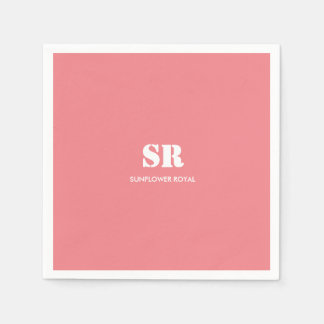 Monogram Elegant Pink Minimal  Napkin