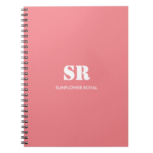 Monogram Elegant Pink Minimal  Notebook (Front)