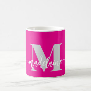 Monogram Elegant Pink White  Coffee Mug