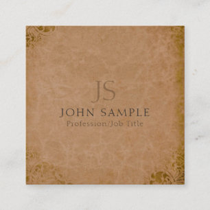 Monogram Elegant Premium Thick Luxury Damask Square Business Card