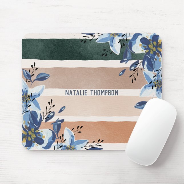 Monogram Elegant pretty natural and botanical Mouse Mat (With Mouse)