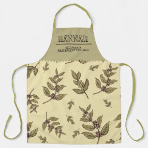 Monogram elegant retro Beige background Plants Apron