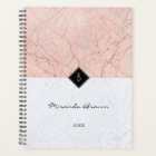 Monogram Elegant Rose Gold Grey Marble Planner