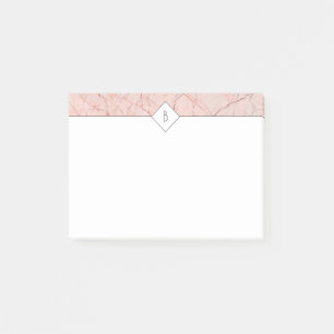 Monogram Elegant Rose Gold Marble Post-It Notes