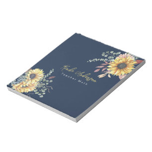 Monogram Elegant Rustic Sunflowers Math Teacher Notepad
