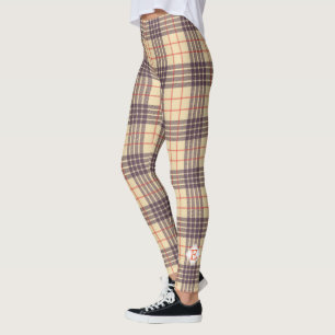 Monogram, elegant Scottish clan beige plaid tartan Leggings