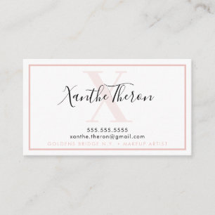 MONOGRAM elegant script modern minimal pale pink Business Card