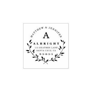 Monogram & Elegant Script Return Address Rubber Stamp