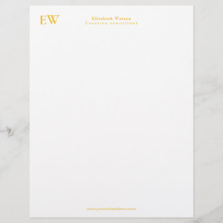 Monogram Elegant Simple Golden Yellow Custom Letterhead