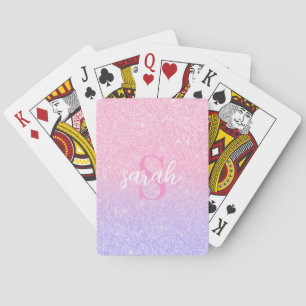 Monogram Elegant Sparkle Glitter Playing Cards