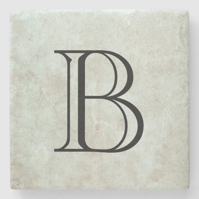 Monogram Elegant Stone Coaster (Front)