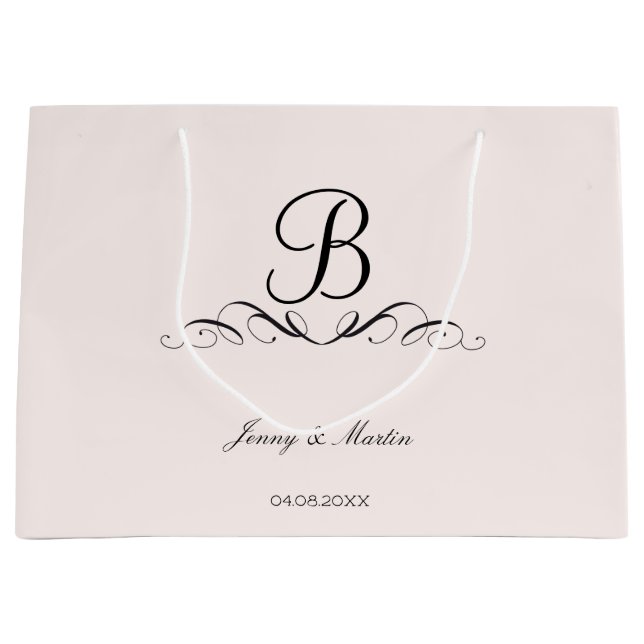 Monogram elegant to the wedding large gift bag (Front)