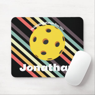 Monogram elegant trendy retro Pickleball Black Mouse Mat