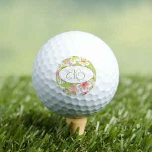 Monogram  Elegant Tropical Floral Golf Balls