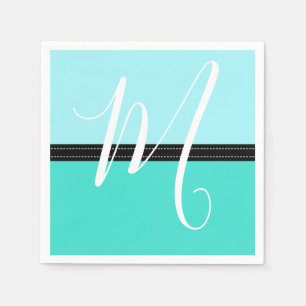 Monogram Elegant Turquoise Waterspout Solid Colour Napkin
