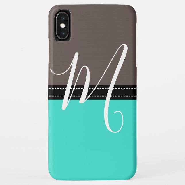Monogram Elegant Turquoise & Wenge Solid Colour Case-Mate iPhone Case (Back)