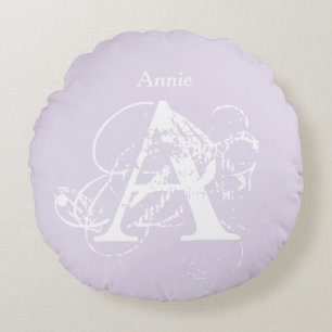 Monogram Elegant Unique Modern Template  Round Cushion