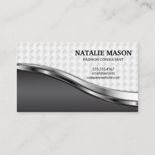 Monogram Elegant Weave Pattern   Metallic Business Card