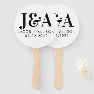 monogram elegant  wedding favour bridal party hand fan