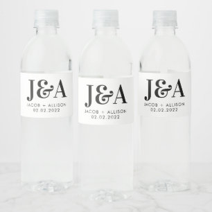 monogram elegant  wedding favour bridal party  water bottle label