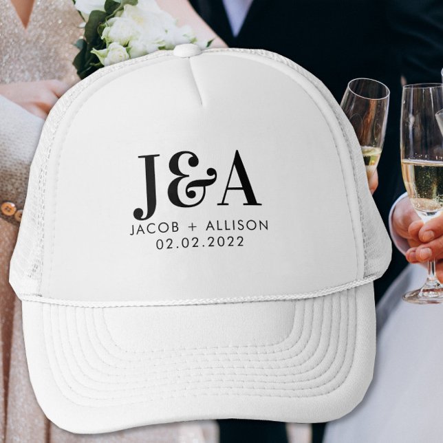 monogram elegant wedding guest favor trucker hat (Creator Uploaded)