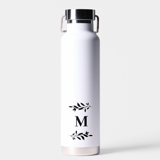 Monogram Elegant Wedding White Water Bottle Gift (Front)