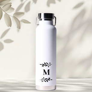 Monogram Elegant Wedding White Water Bottle Gift