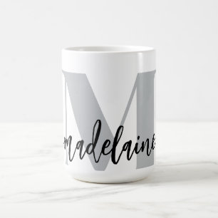Monogram Elegant White Black  Coffee Mug