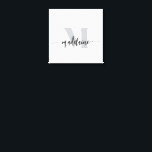 Monogram Elegant White Black Personal Canvas Print<br><div class="desc">An elegant monogram with your personal name.
the background is white with your name in a modern black script font. 
Your initial is in a soft grey colour.</div>