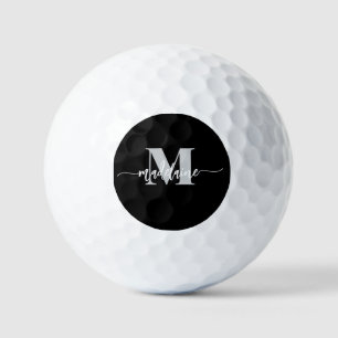 Monogram Elegant White Black Personal Golf Balls