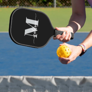 Monogram Elegant White Black Personal Pickleball Paddle