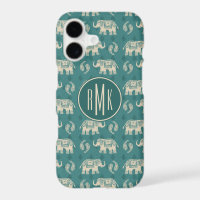 Monogram | Elephant Teal Caravan Pattern