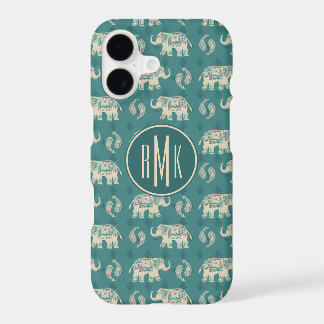 Monogram | Elephant Teal Caravan Pattern