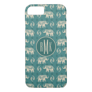 Monogram Elephant Teal Caravan Pattern iPhone 8/7 Case