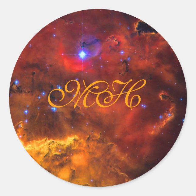 Monogram - Emission Nebula NGC 2467 in Puppis Classic Round Sticker (Front)