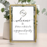 Monogram Engagement Party Welcome Sign<br><div class="desc">A simple chic monogram watercolor floral grey, cream, and beige engagement party welcome sign. Easy to personalise with your details. Modern boho engagement party welcome sign foam board editable, wreaths photo wedding invitation, customisable, calligraphy handwritten font, simple, elegant. CUSTOMIZATION: If you need design customisation, please contact me through chat; if...</div>