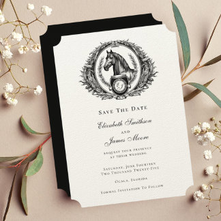 Monogram Equestrian Elegant Formal Crest Wedding Save The Date