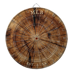 Monogram Established Year Woodslice Treerings Dartboard