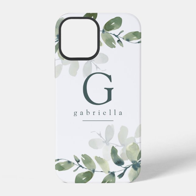 Monogram Eucalyptus Botanical  iPhone Case (Back)