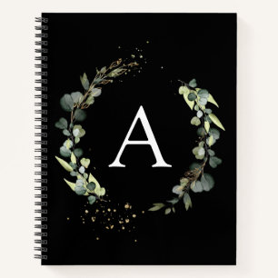 Monogram Eucalyptus Green White Botanical Notebook