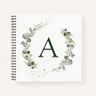 Monogram Eucalyptus Green White Botanical Notebook