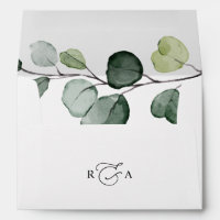 Monogram Eucalyptus Greenery w/ Return Address 5x7