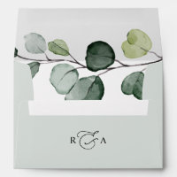 Monogram Eucalyptus Greenery w/ Return Address 5x7