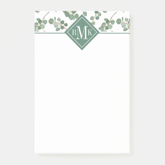 Monogram | Eucalyptus Silver Dollar Tree Foliage Post-it Notes (Front)